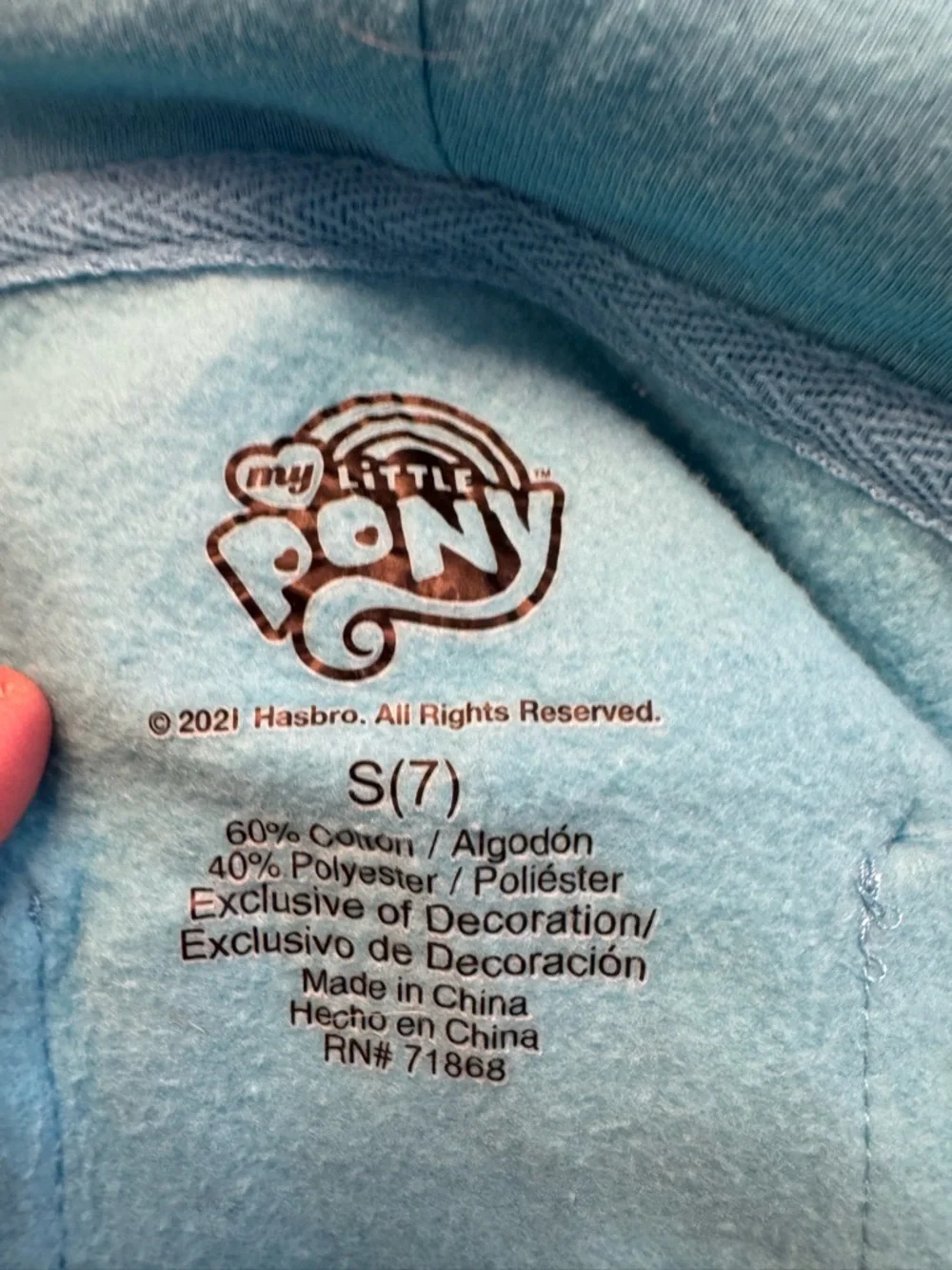 Hasbro My Little Pony Rainbow Dash Child's Hoodie - Picture 3 of 3